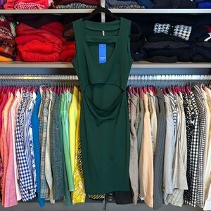 ALLEGRACE hunter green sleeveless front cut out dress size M NWT